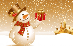 Fondos hd muñeco de nieve con regalo