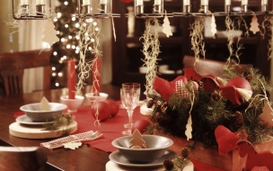 Fondos hd mesa navideña decorada