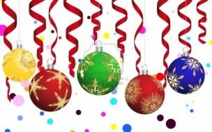 Fondos hd bolitas navideñas acompañados con serpentinas