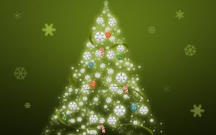 Arbol de navidad con fondo verde