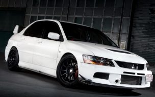 Lancer Evolution White On The Road wallpaper