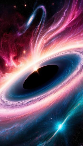 Fotografía de arte pixelado de galaxia con agujero negro