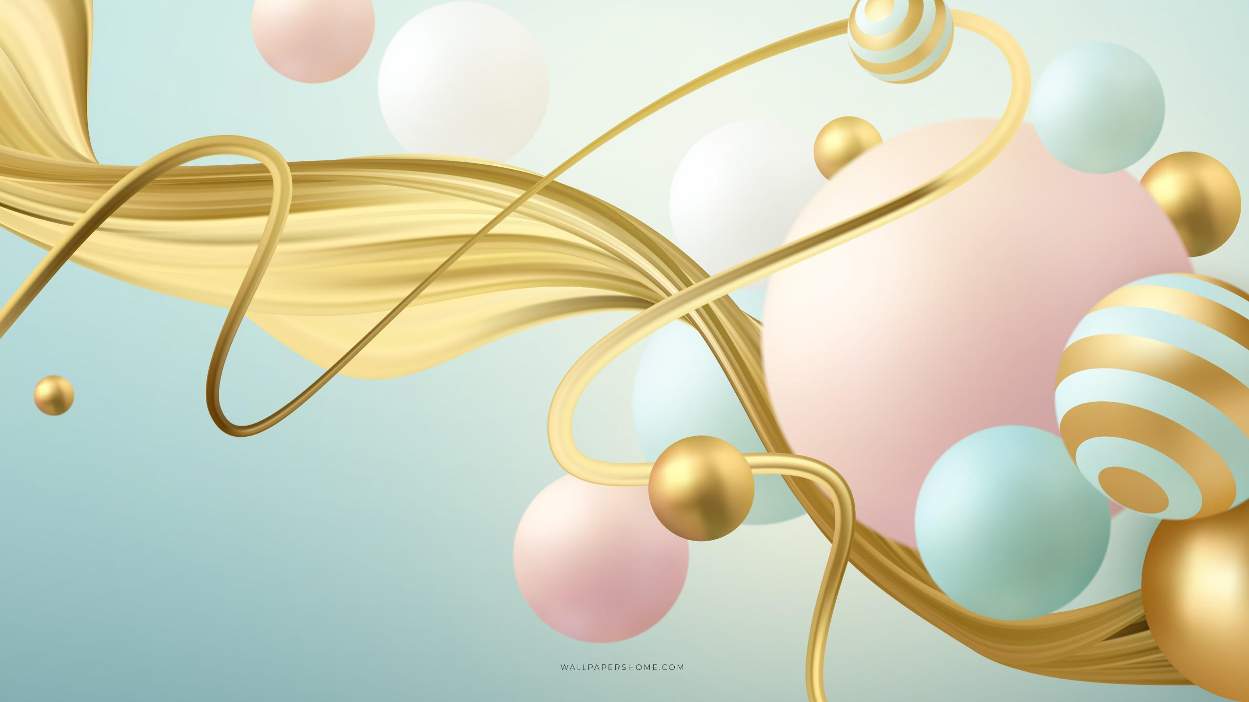 Abstract 2560x1440 3d colorful pearls 8k
