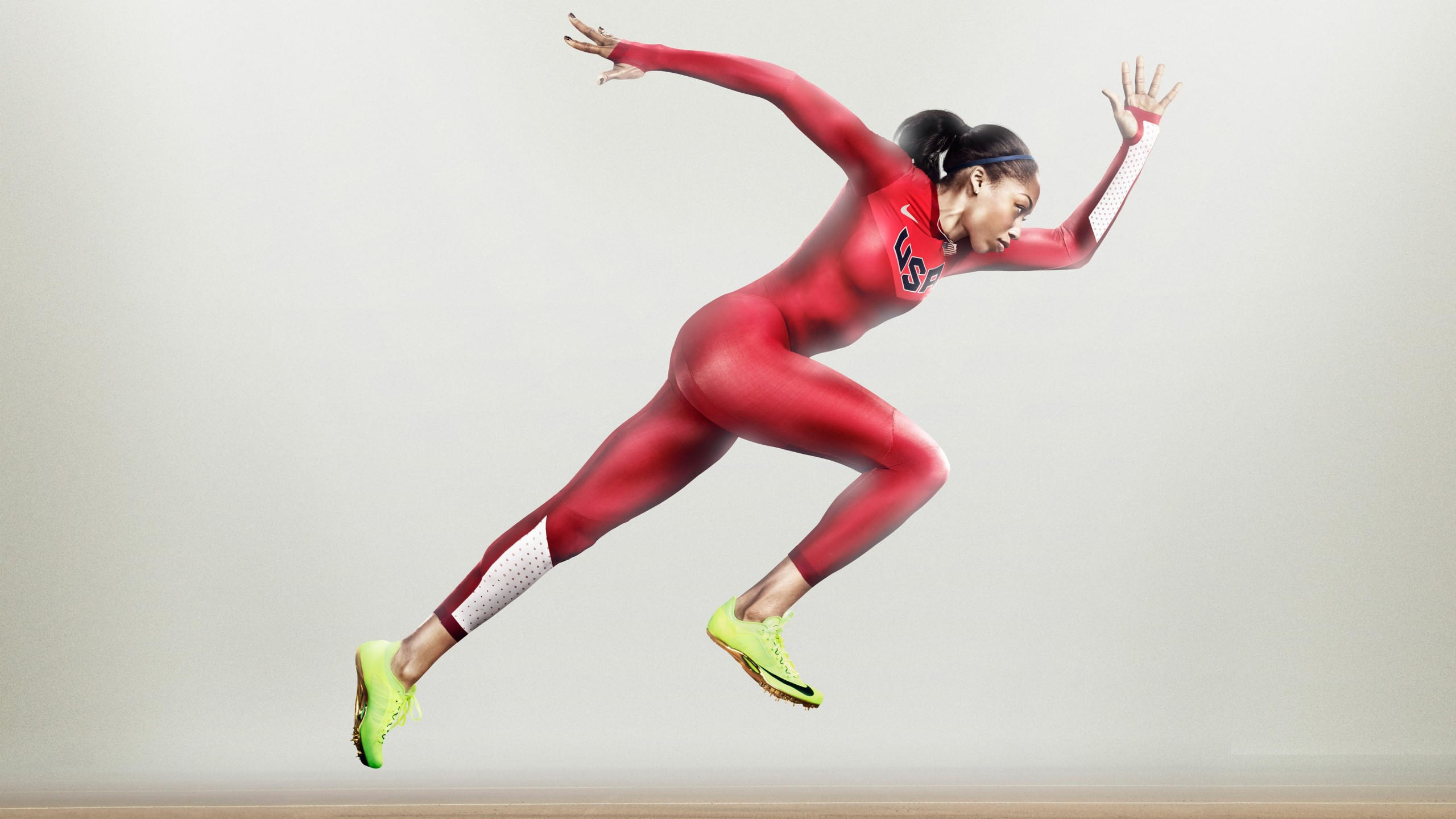 Allyson felix 2560x1440 nike running athlete women red