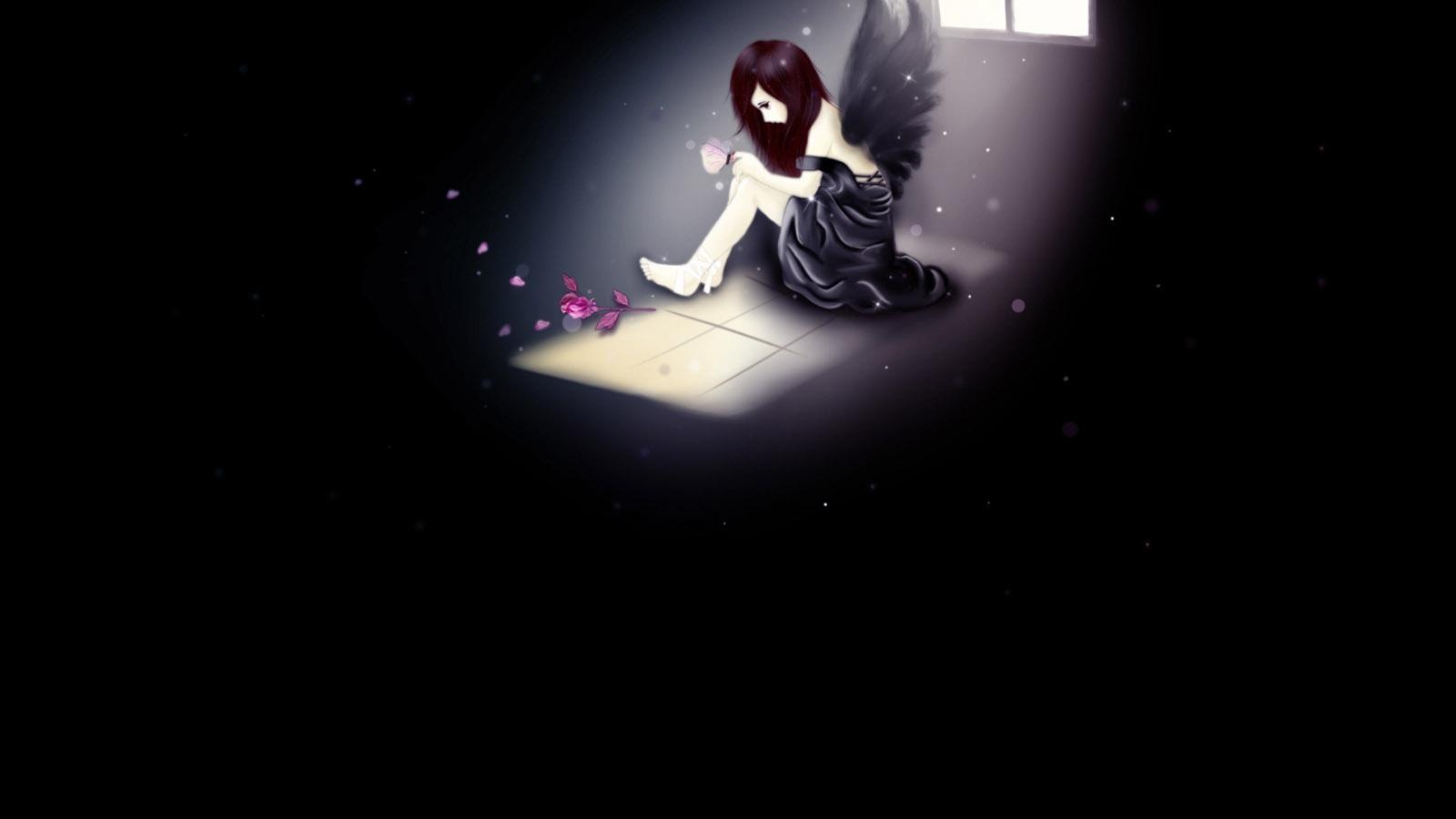 Angel sitting in corner