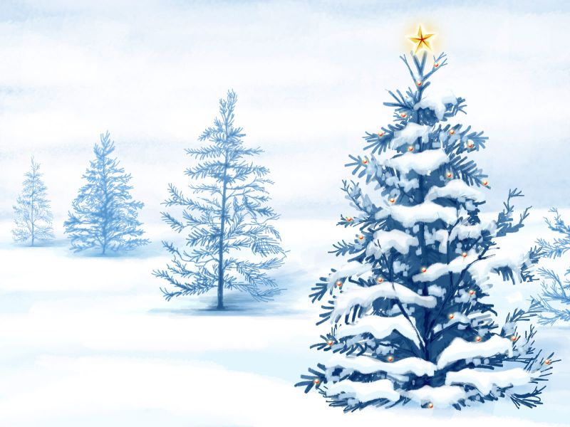 Arboles Navideños con nieve