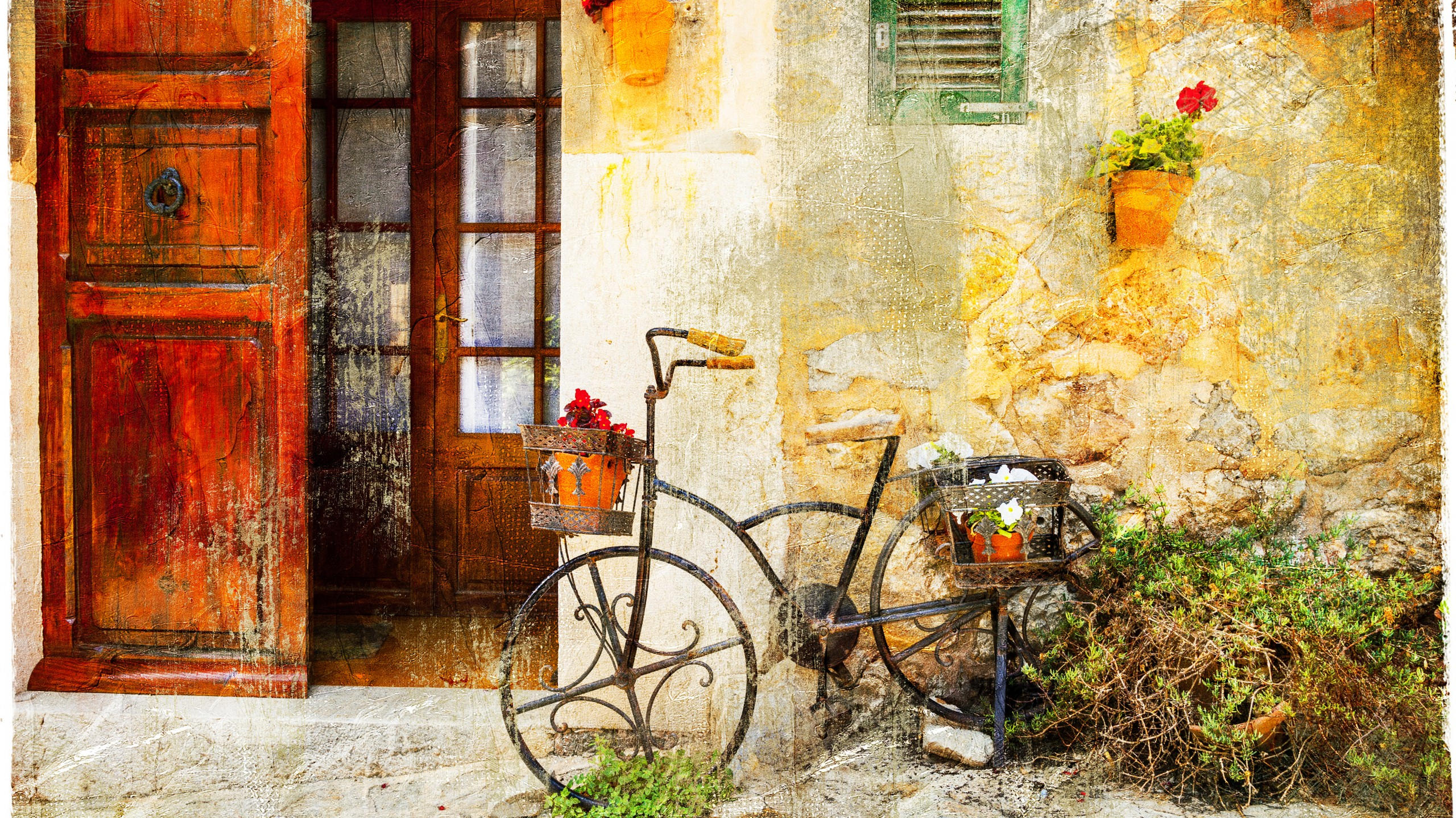 Bicycle 2560x1440 vintage old house 8k