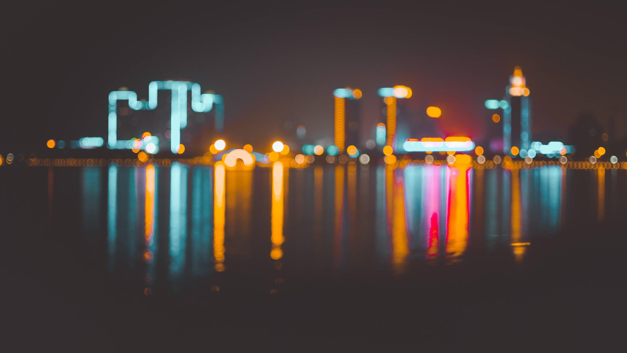 Blur 2560x1440 bokeh city night 4k 6k