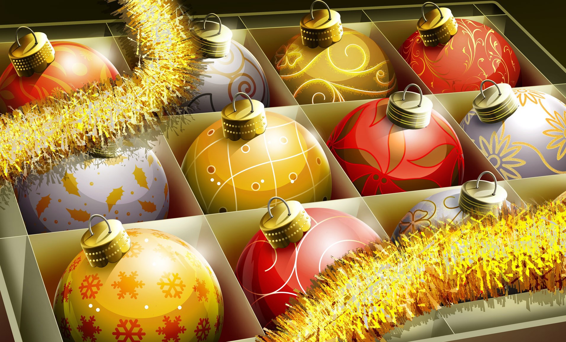 Bolas de Navidad en su caja