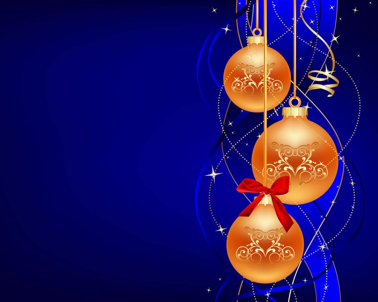 Bolas naranjas navideñas con fondo azul