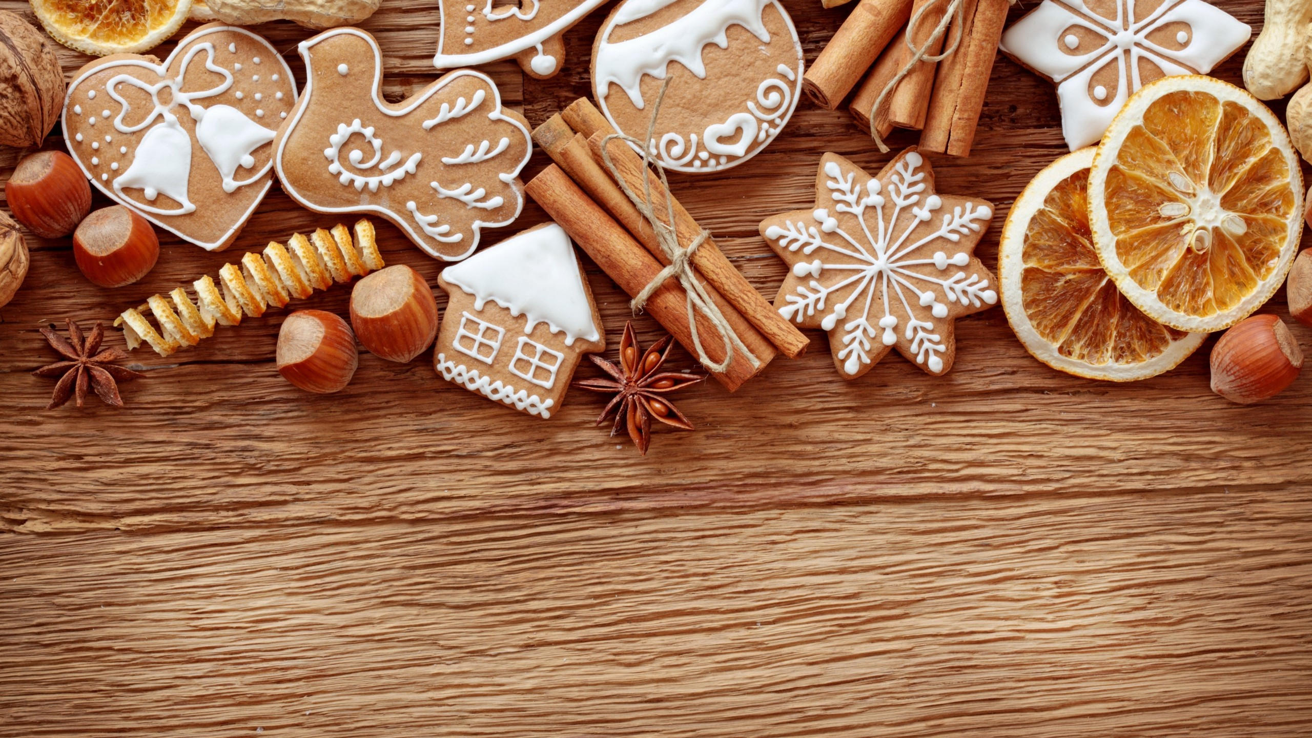 Christmas 2560x1440 new year cake cinnamon 4k