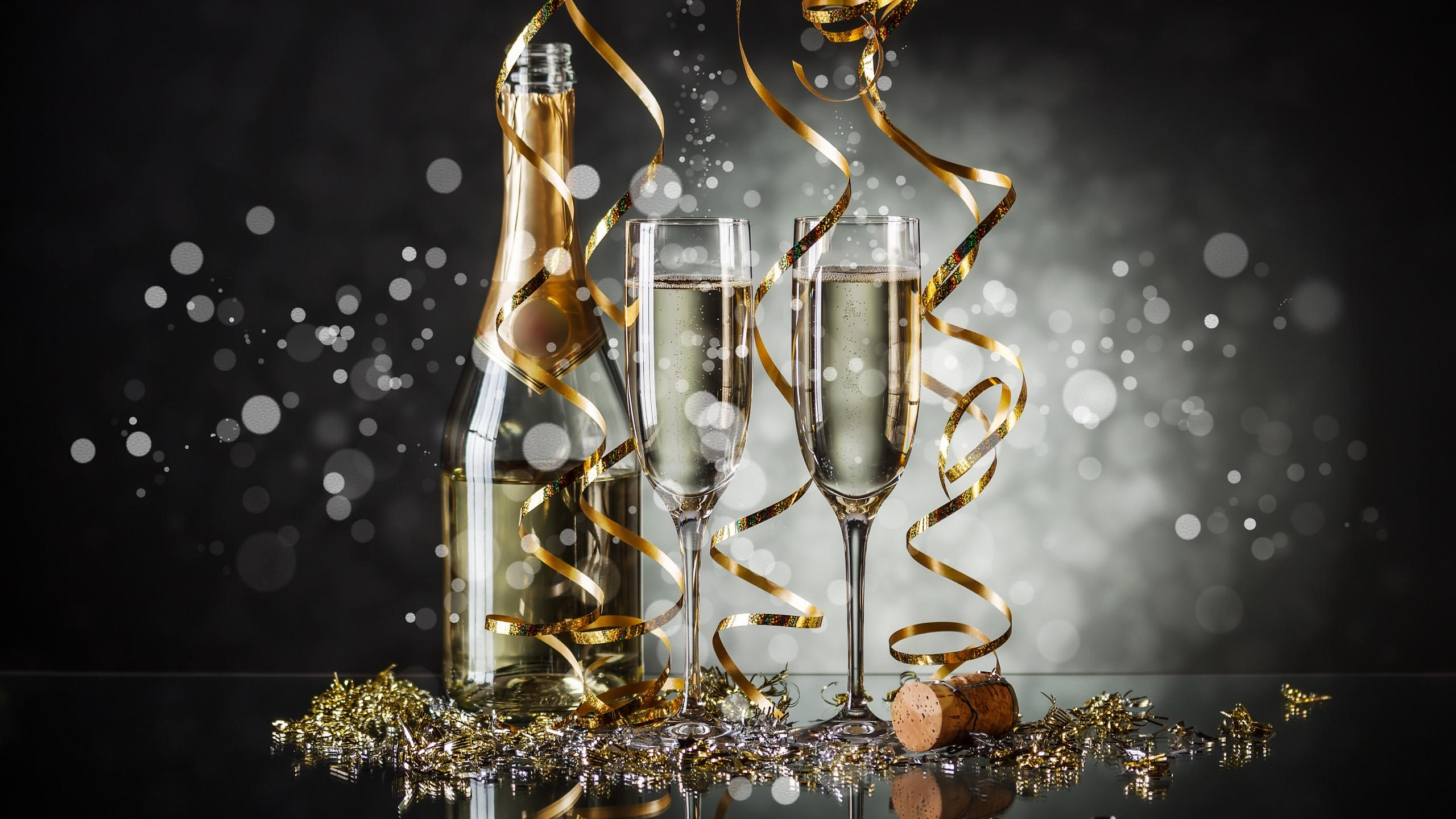 Christmas 2560x1440 new year champagne 4k