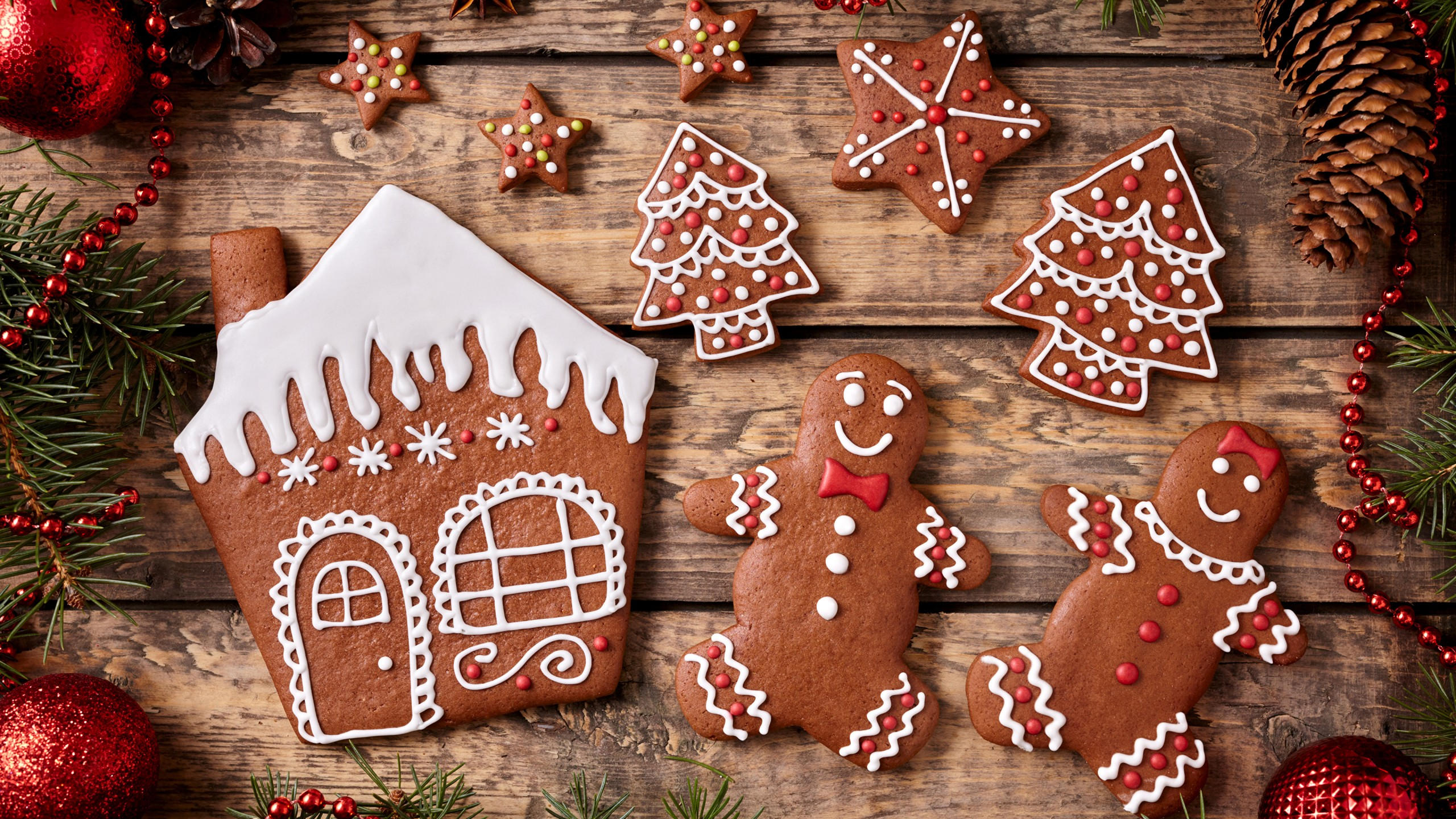 Christmas 2560x1440 new year cookies 4k