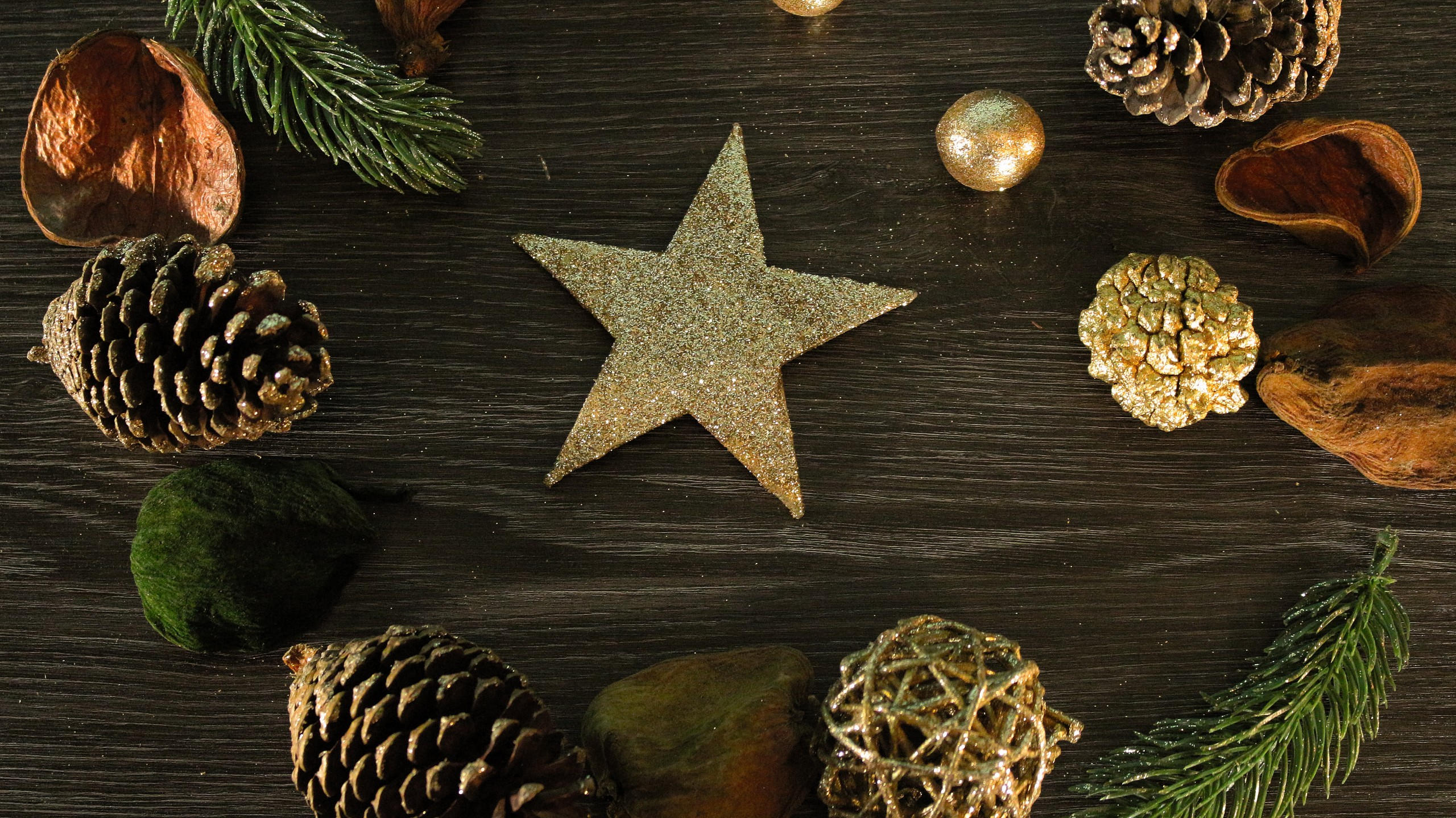 Christmas 2560x1440 new year decorations star 5k