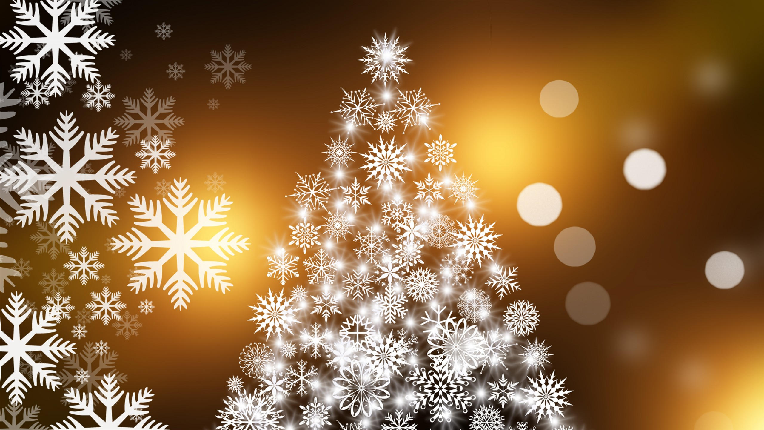 Christmas 2560x1440 new year fir tree snowflakes 4k