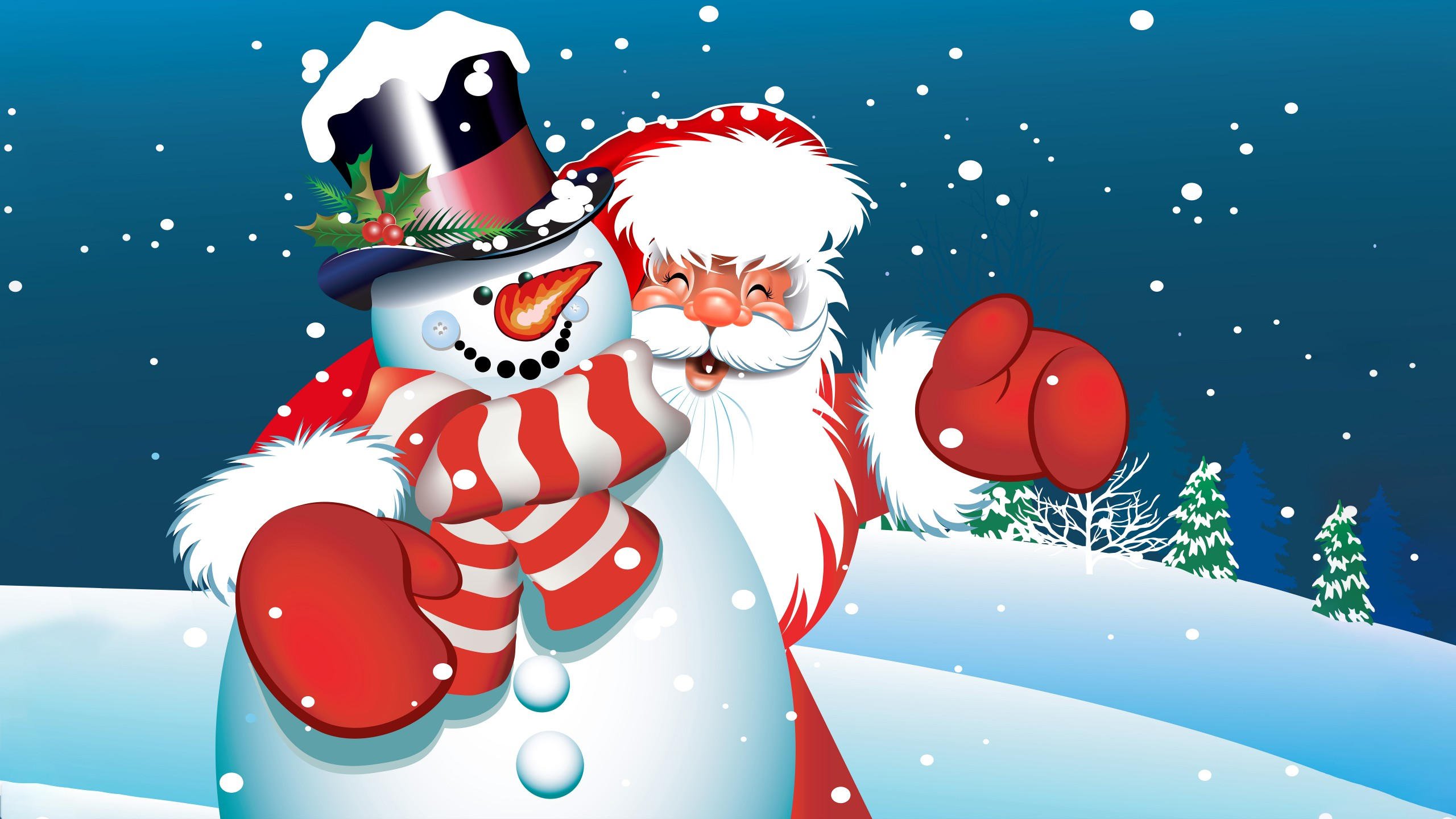 Christmas 2560x1440 new year santa claus snowman