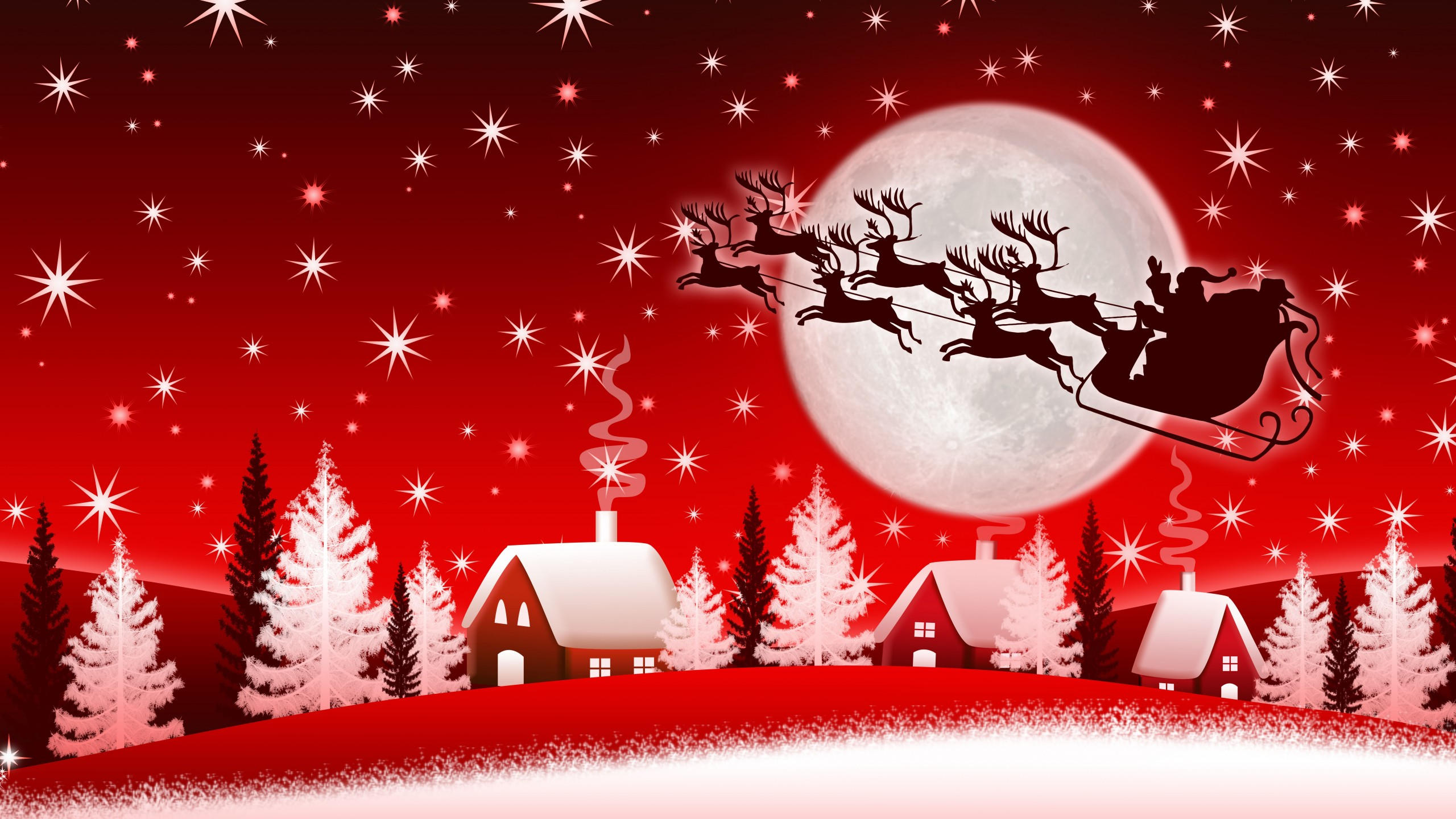 Christmas 2560x1440 new year santa deer moon winter 8k