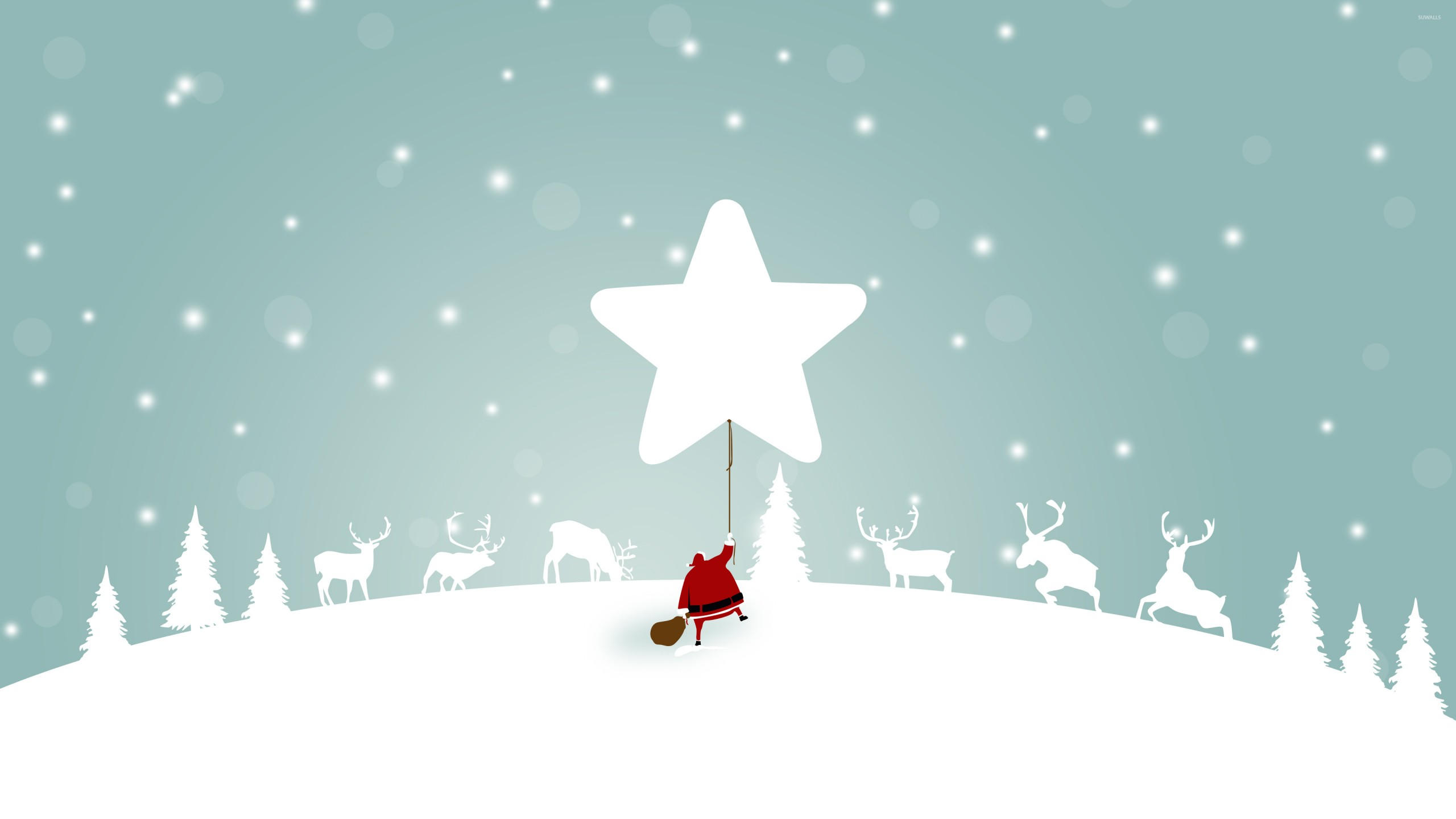 Christmas 2560x1440 new year santa deer snow winter 4k