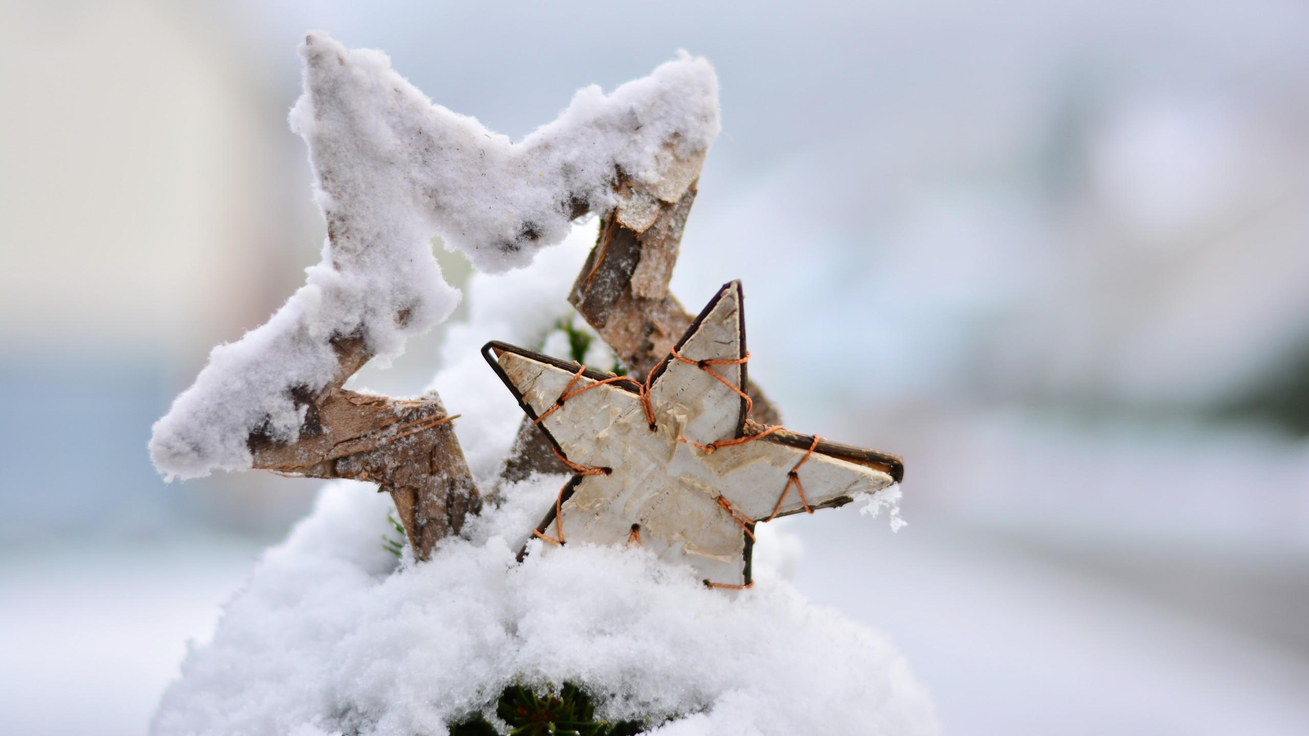Christmas 2560x1440 new year snow winter star 5k