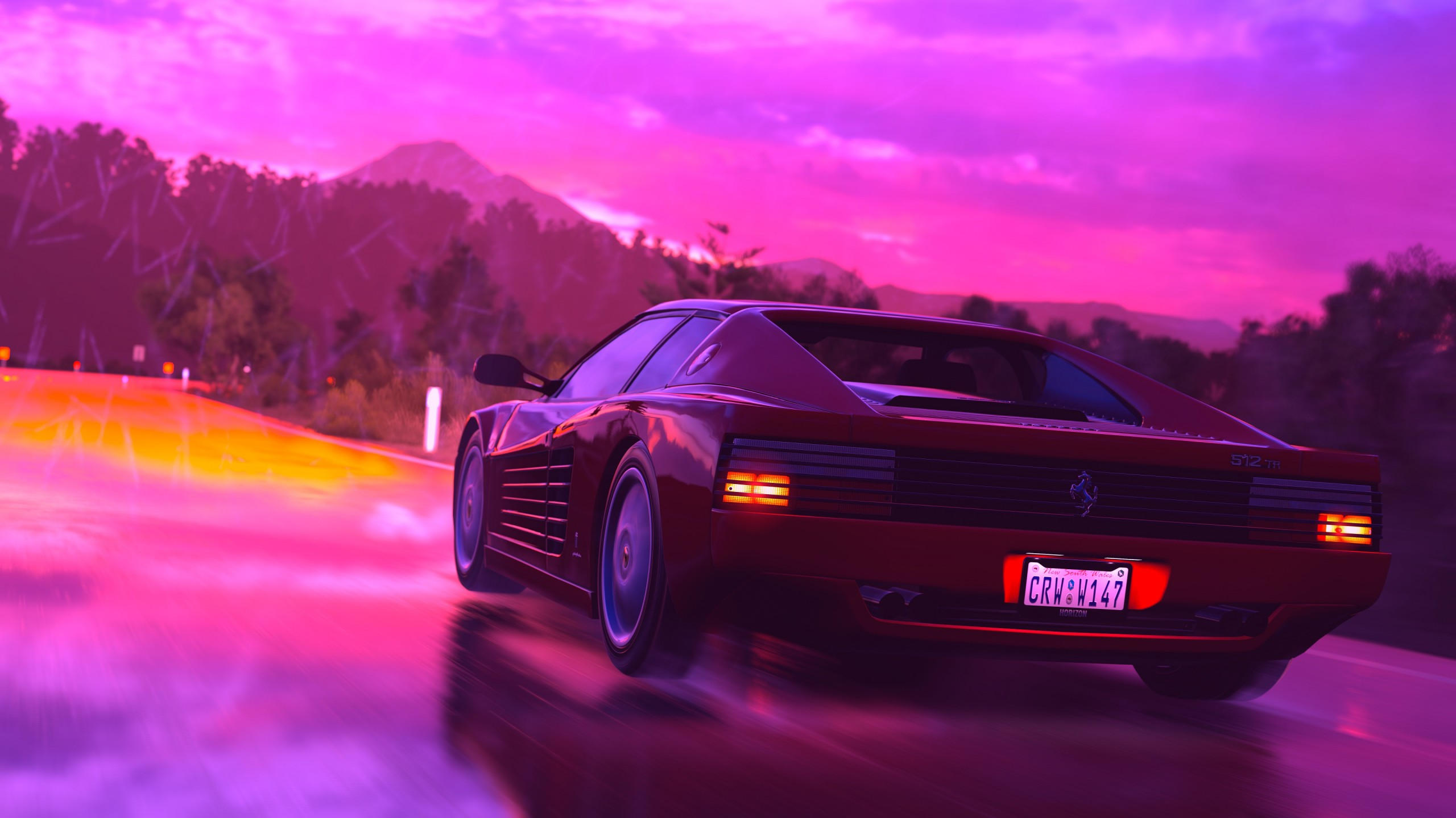 Ferrari testarossa 2560x1440 retrowave pink 4k