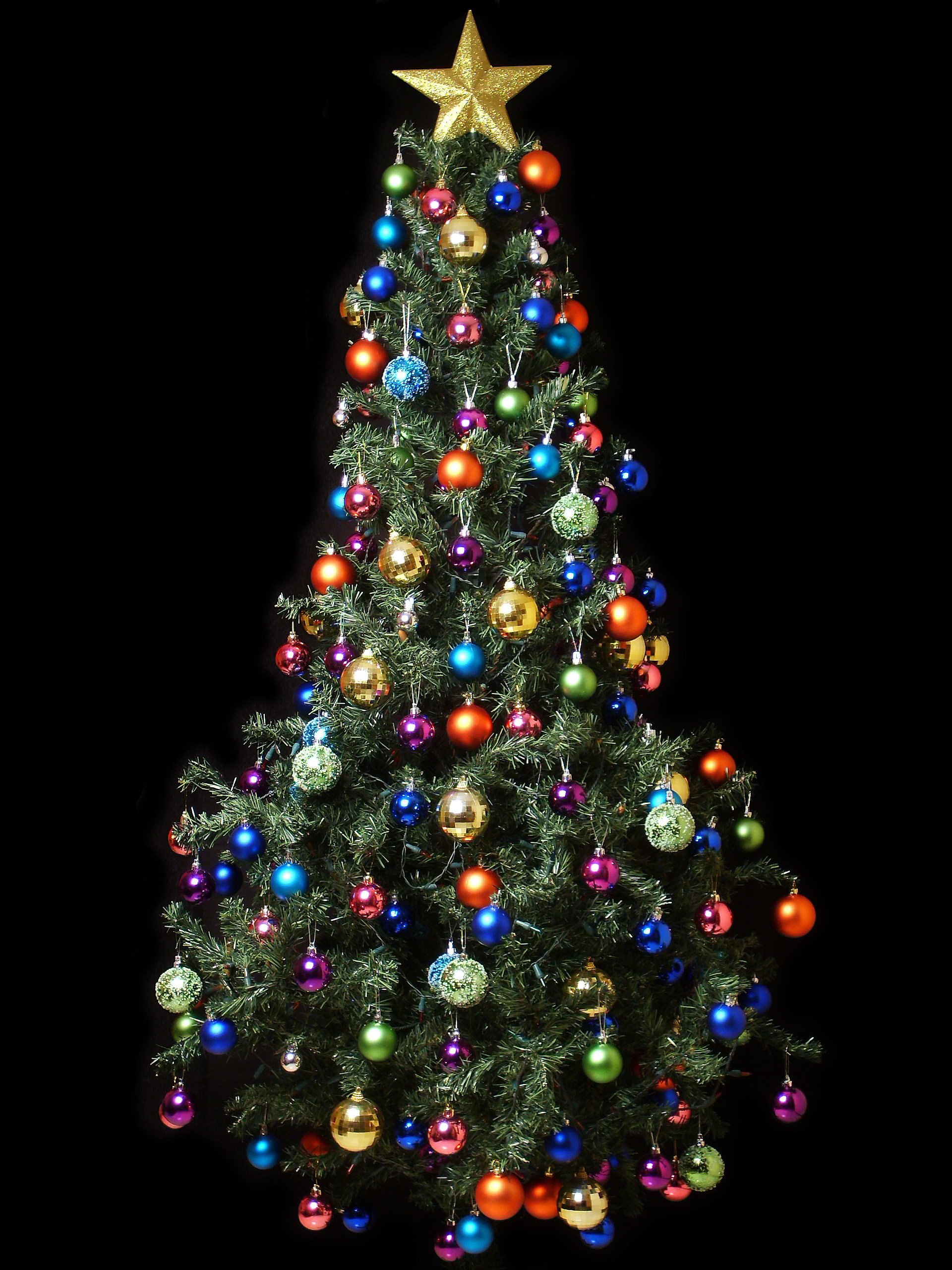 Fondo de pantalla arbol de navidad con bolas de colores