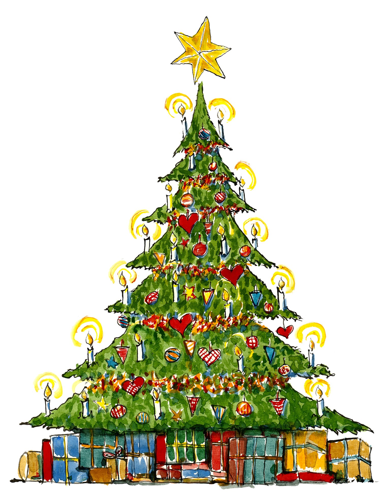 Fondo de pantalla arbolito con corazones y velas encendidas