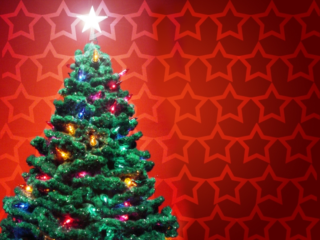 Fondo de pantalla arbolito con estrella encendida