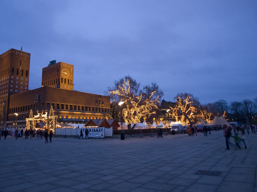 Fondo hd la ciudad en navidad