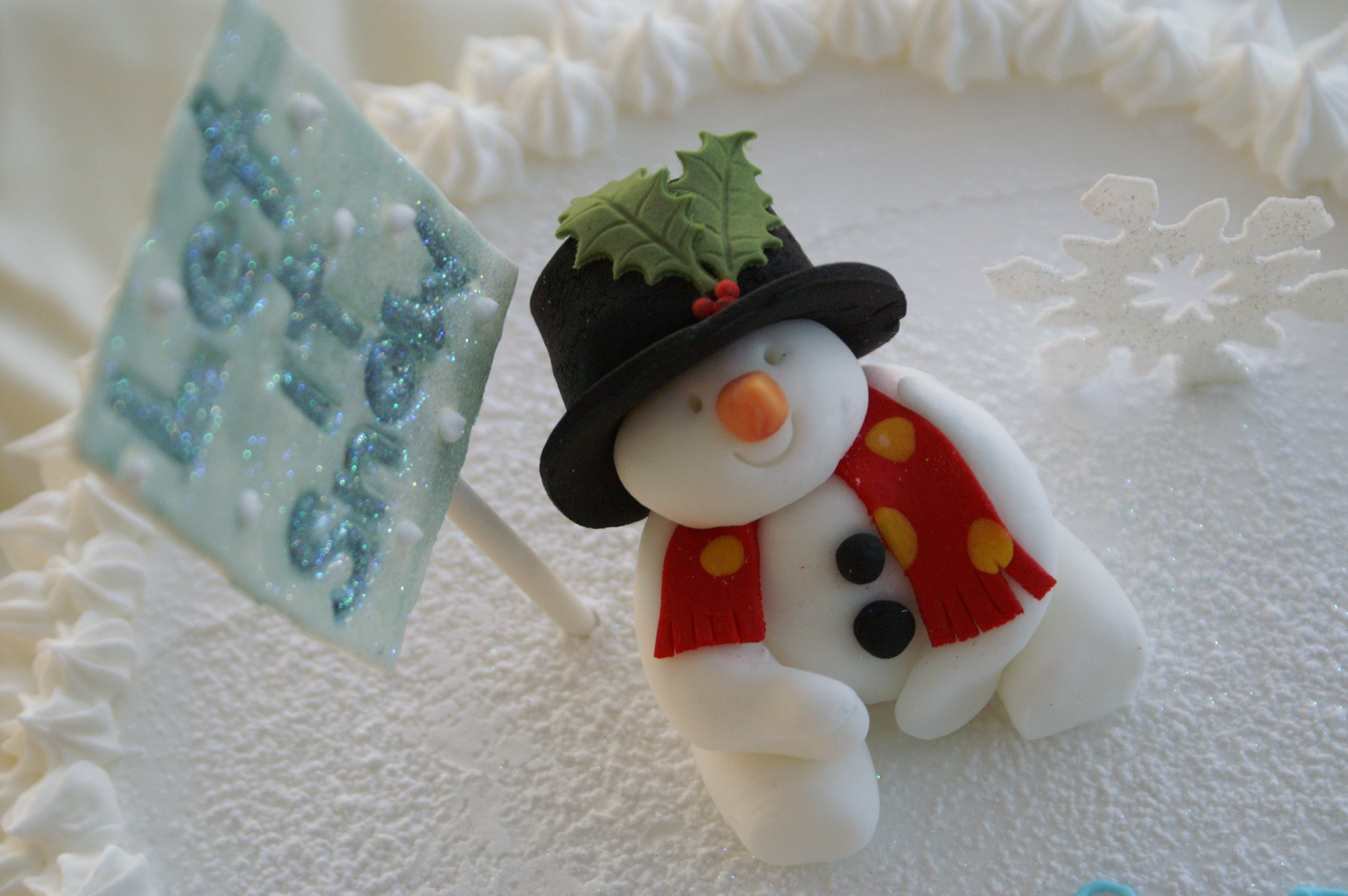 Fondos hd muñeco de nieve como adorno en torta