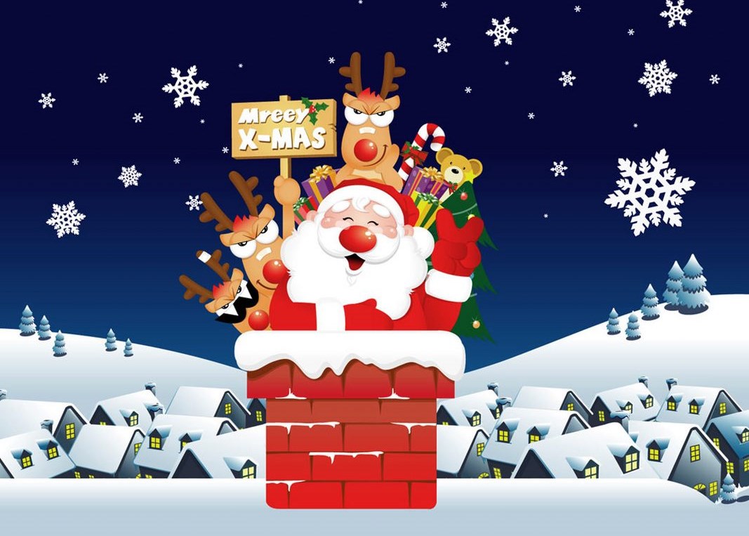 Fondos hd papanoel entrando en la chimenea