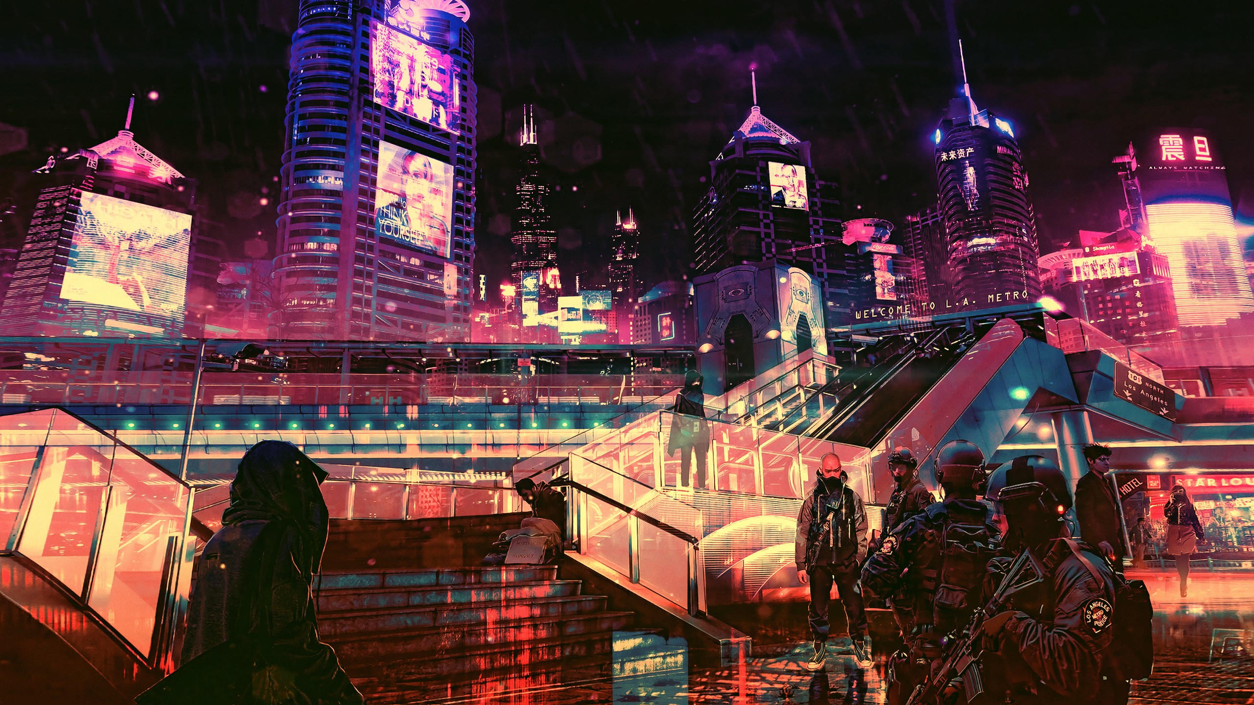 Futuristic 2560x1440 cyberpunk future world 4k
