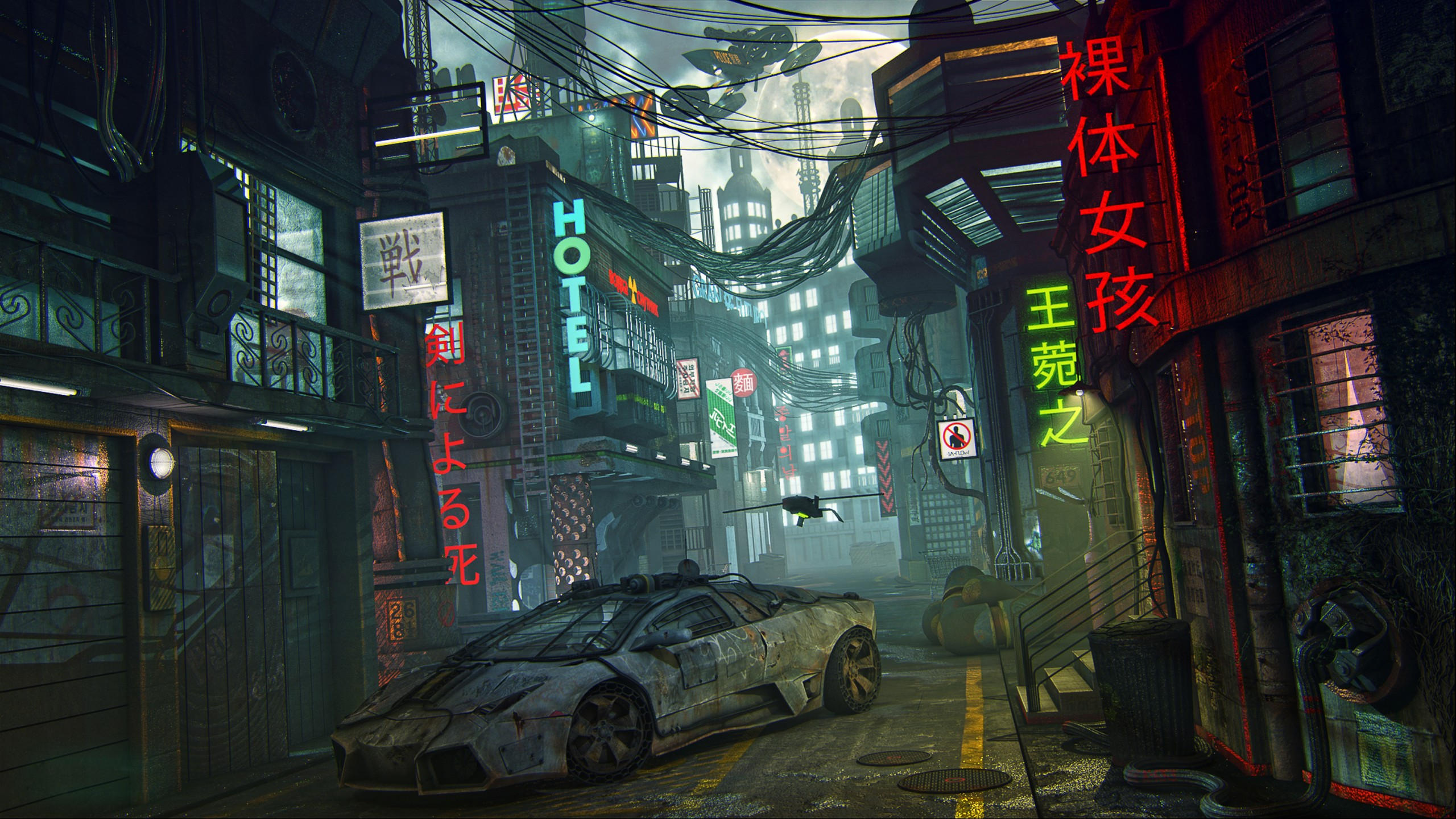 Futuristic 2560x1440 cyberpunk future world 4k