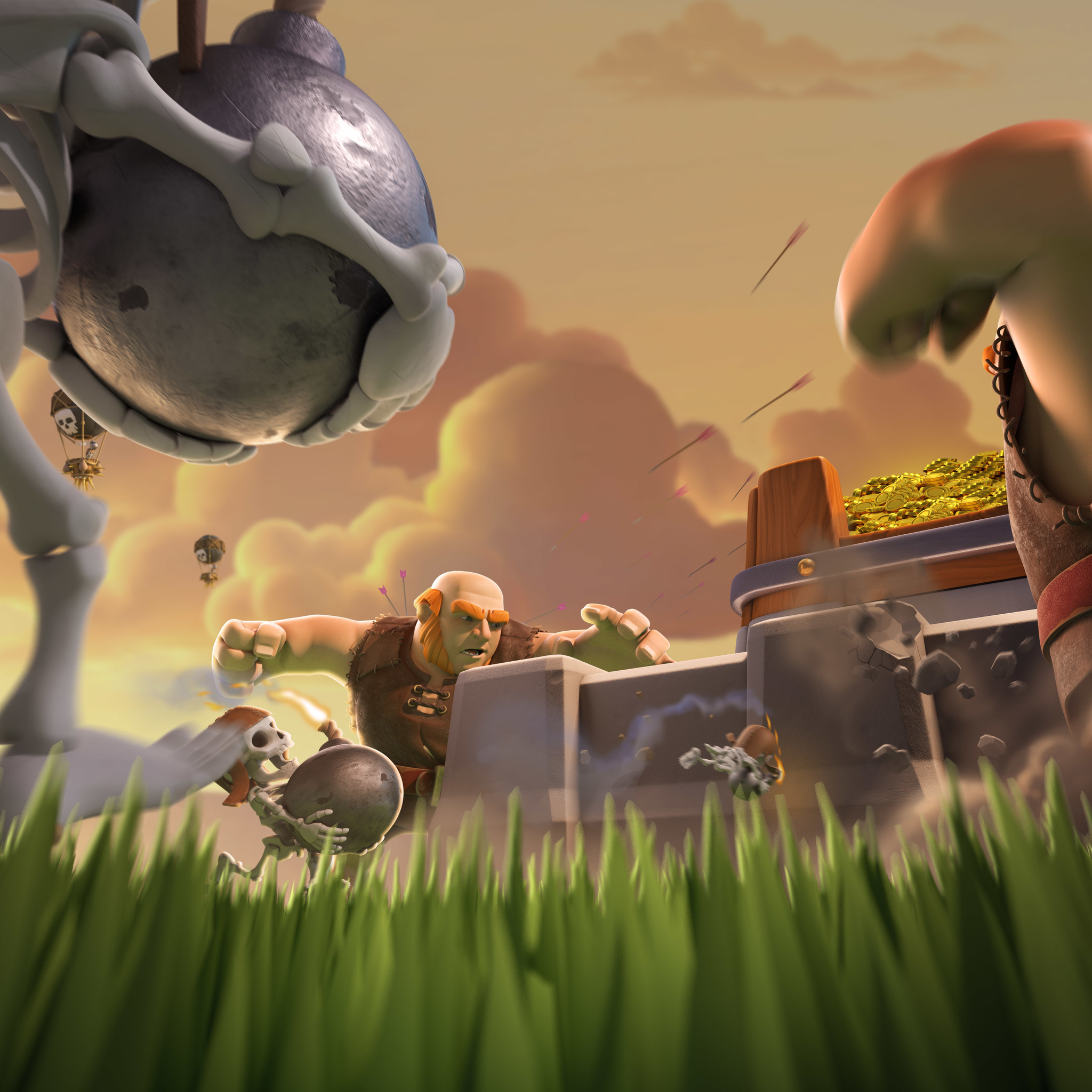 Gigante Y Esqueleto con Bomba en Clash Royale