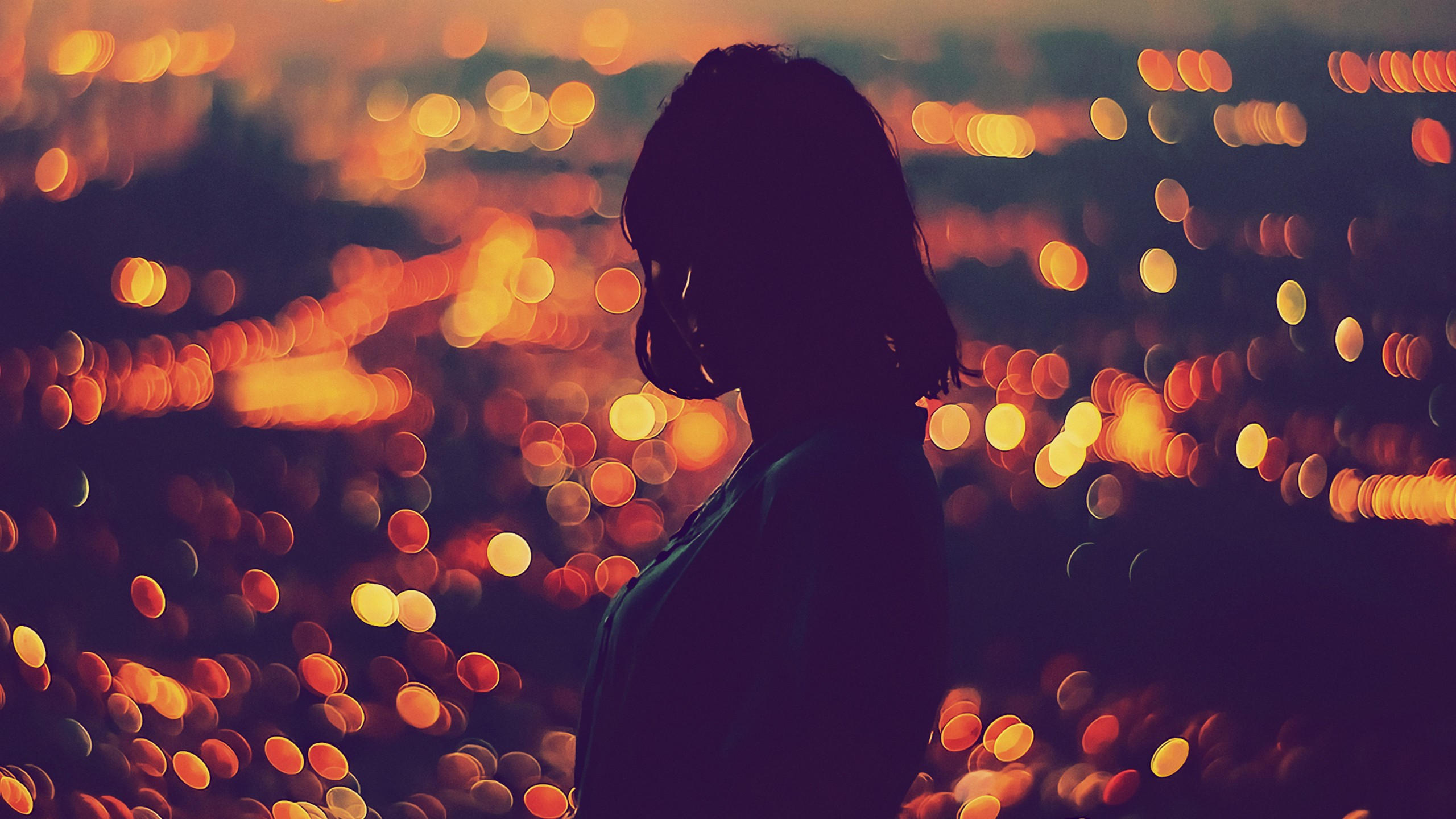 Girl 2560x1440 moon book red dress night