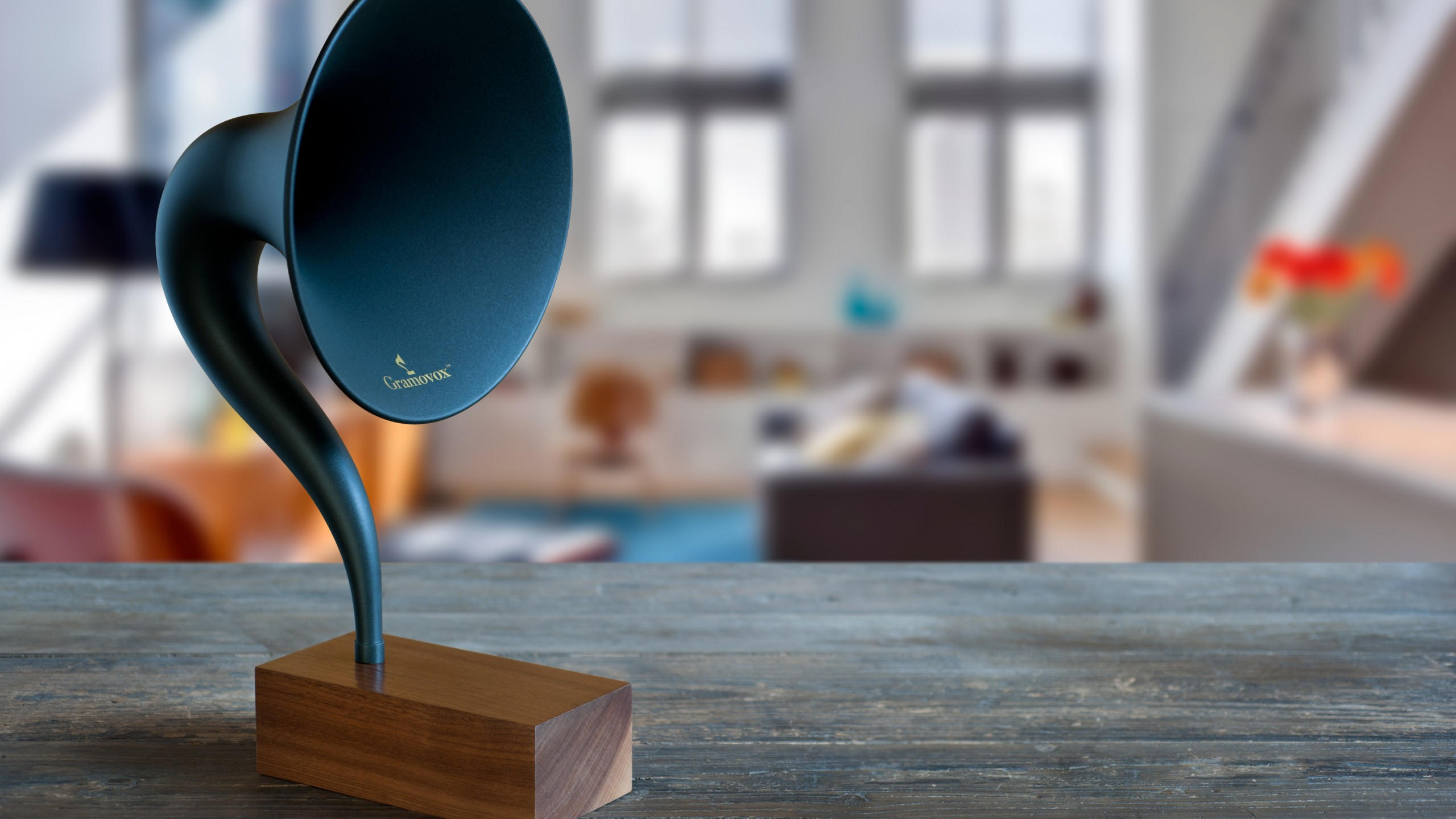 Gramovox 2560x1440 bluetooth gramophone music sound blue room
