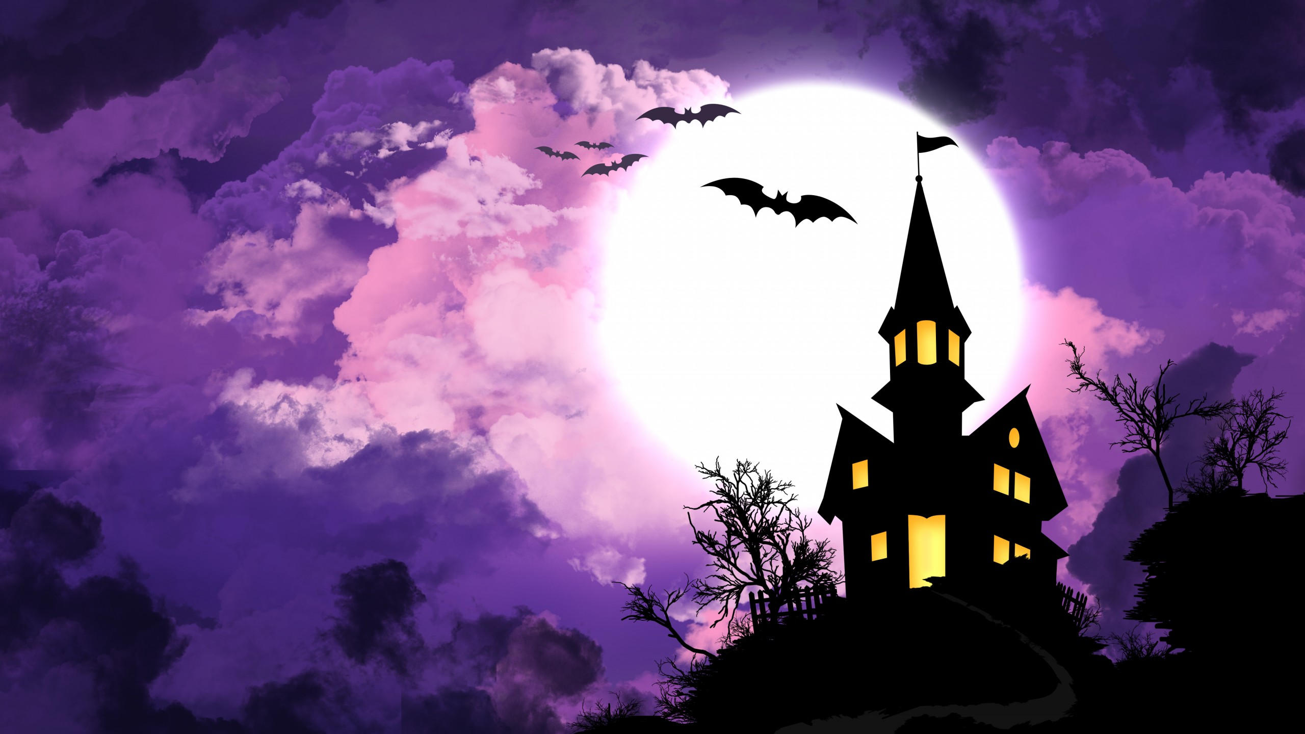 Halloween 2560x1440 all hallows eve all saints eve night hill bats