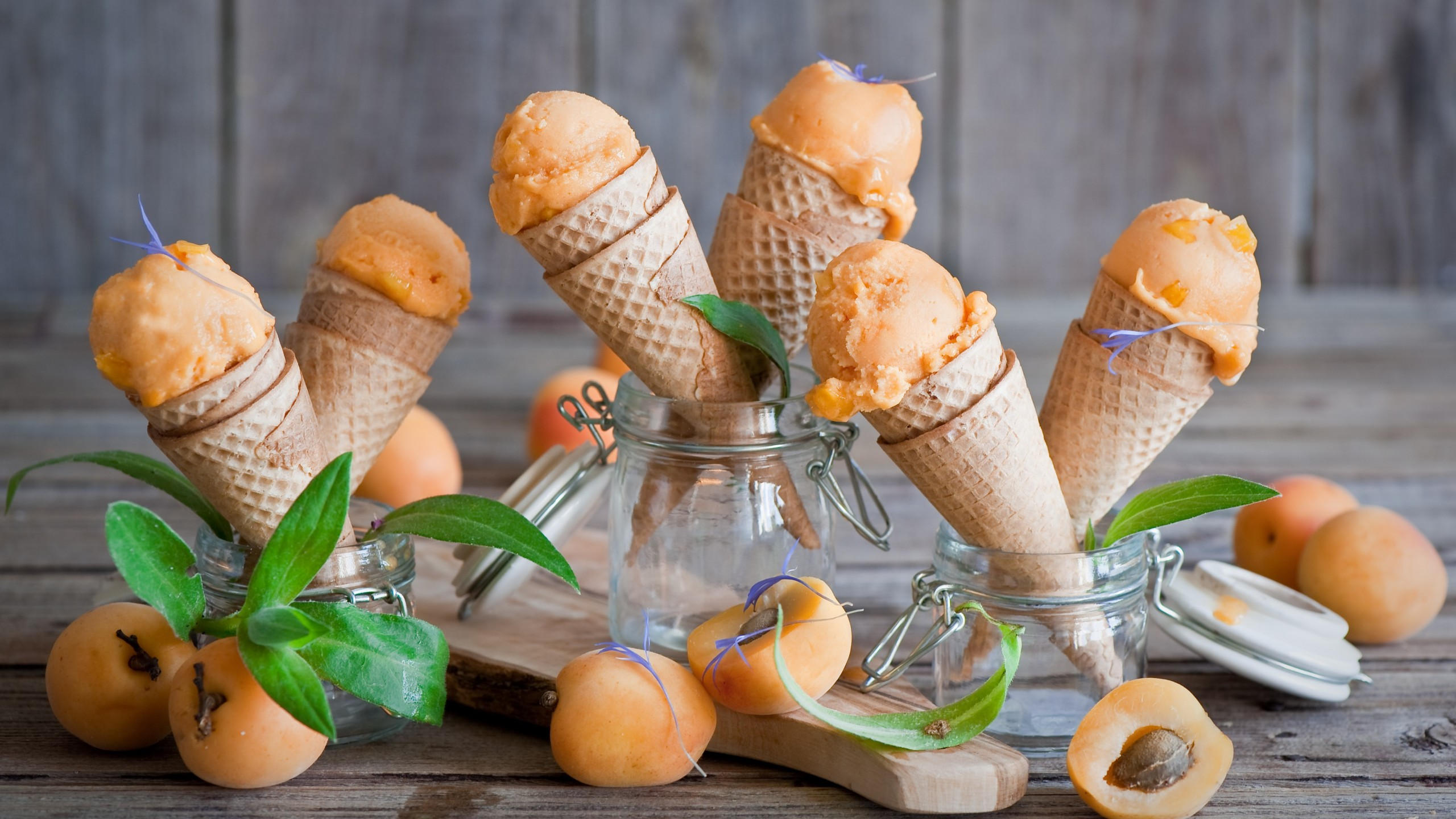 Ice cream 2560x1440 apricot delicious 4k