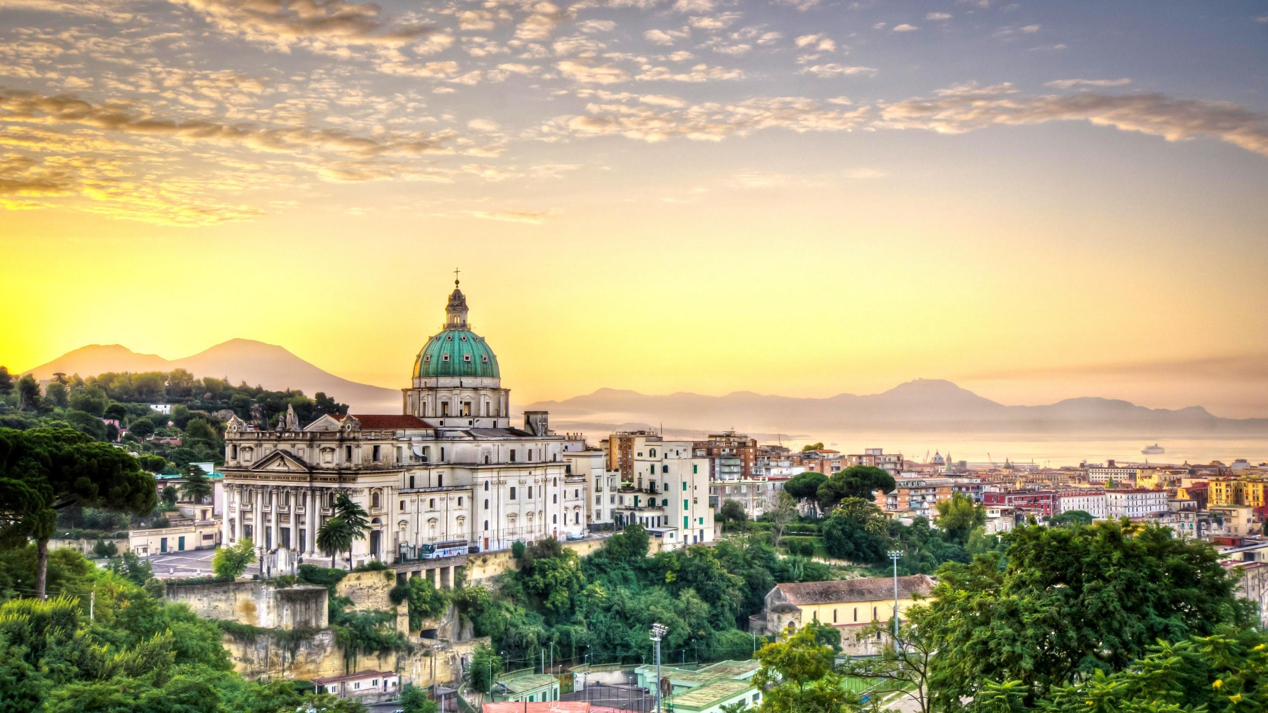 Italy 2560x1440 naples napoli city sky clouds hotel travel