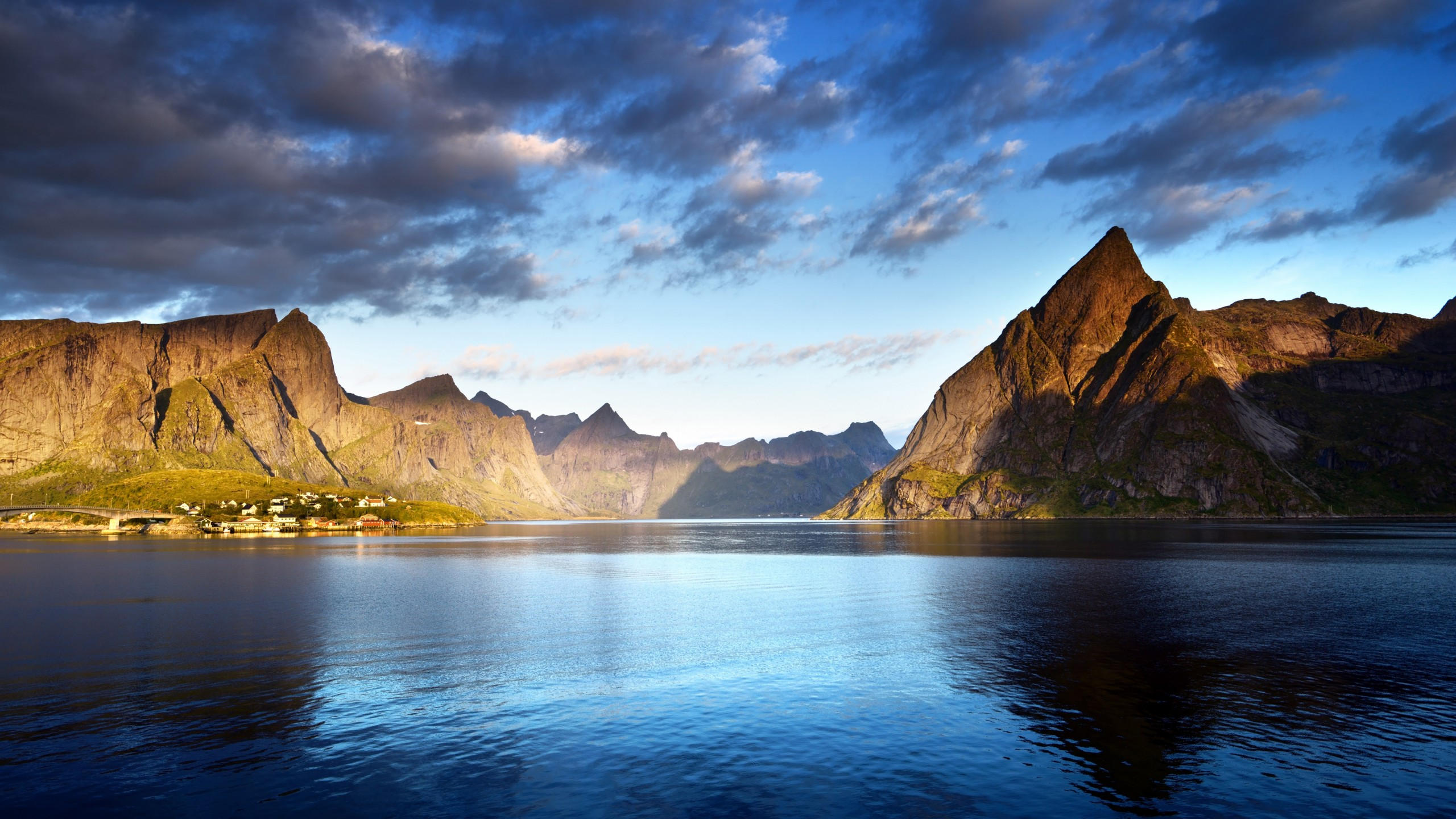 Norway 2560x1440 lofoten islands europe mountains sea clouds 5k