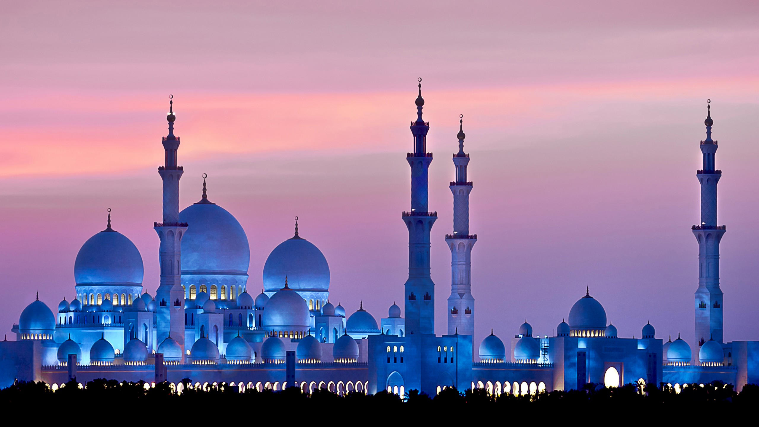 Sheikh zayed mosque 2560x1440 abu dhabi sky sunset 4k