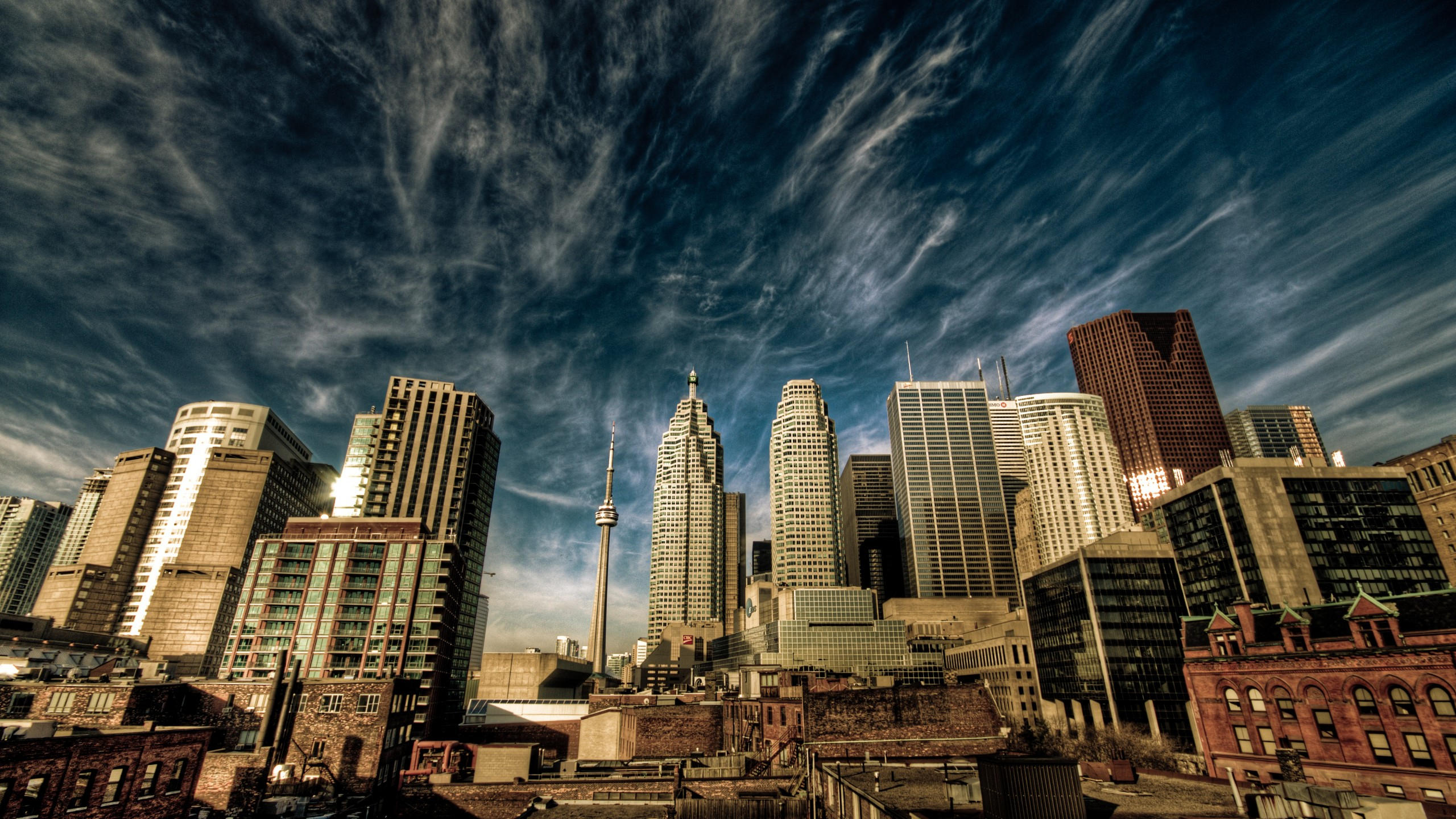 Toronto 2560x1440 canada downtown sky clouds travel vacation booking