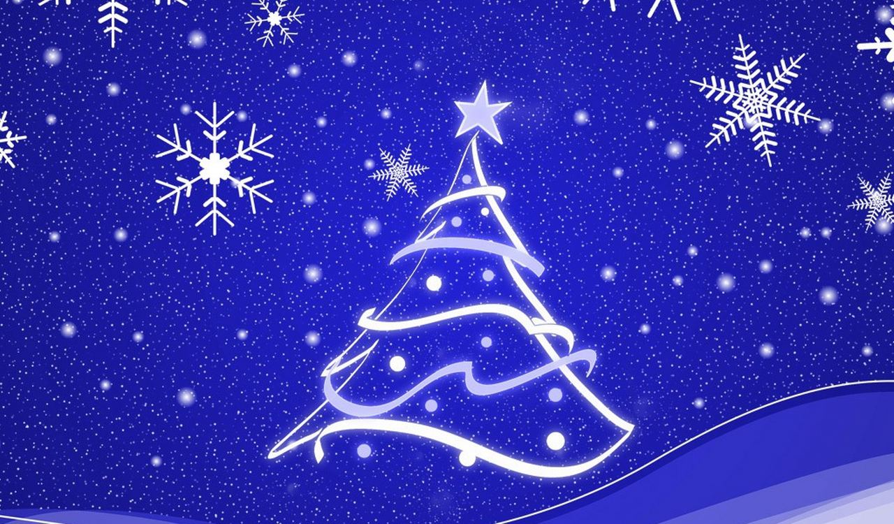 Fondo de pantalla azul con arbol flotando