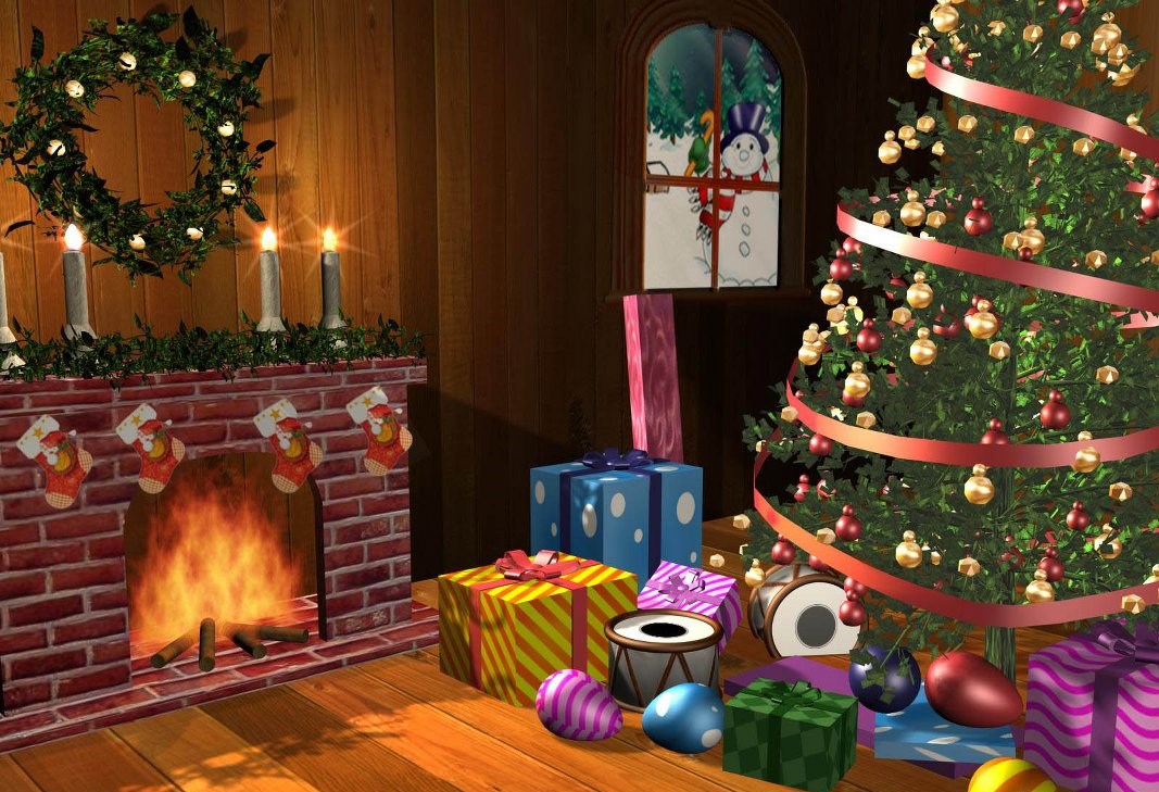 Fondos hd sala con arbolito y llena de regalos