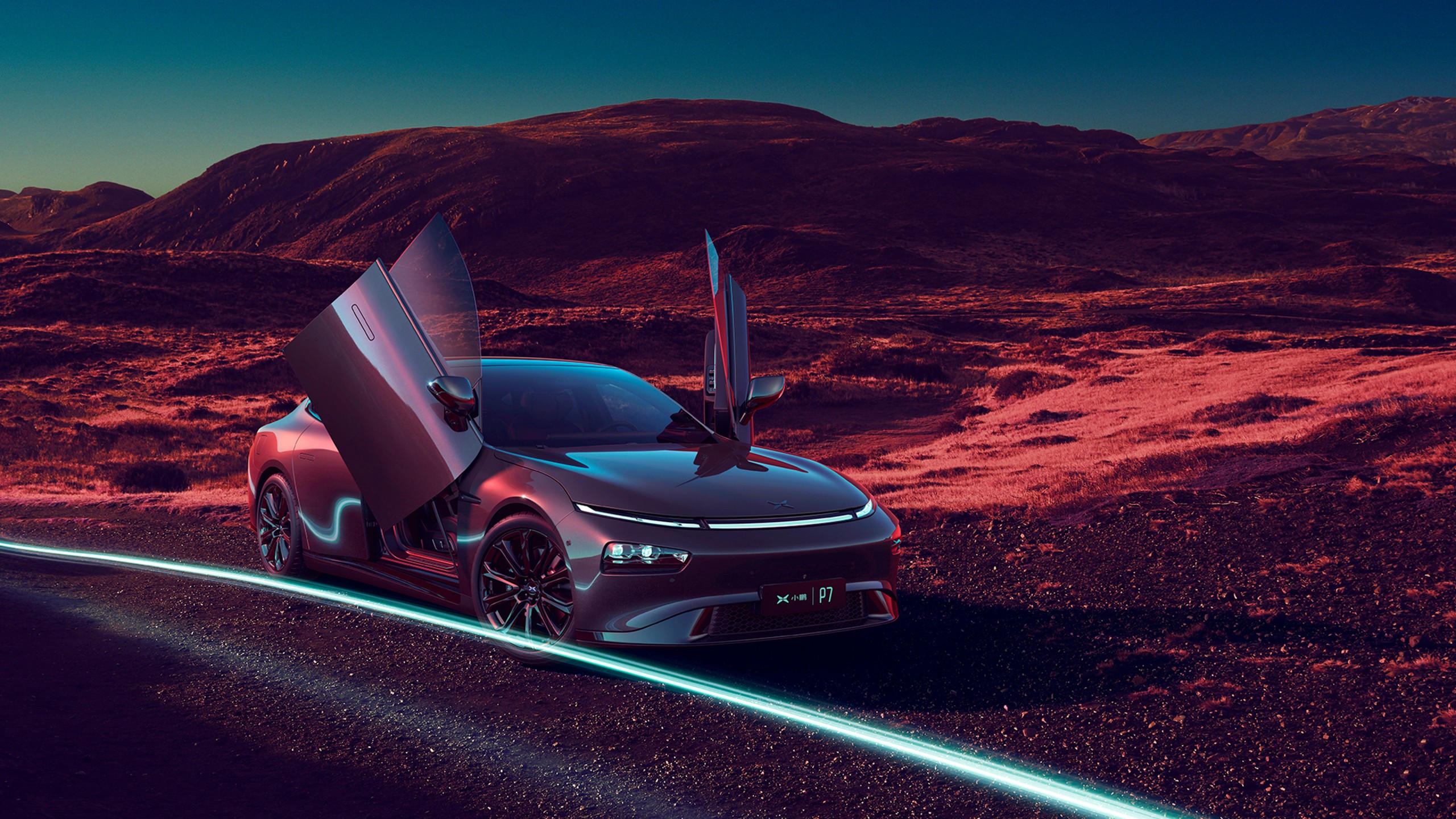 Xpeng p7 wing 2560x1440 electric cars guangzhou motor show 4k