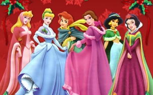 Fondos hd princesas de disney con vestidos navideÃ±os