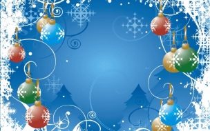 Adorno de navidad con fondo celeste