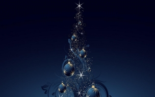 Arbol de navidad con fondo azul