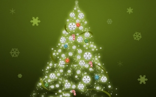 Arbol de navidad con fondo verde