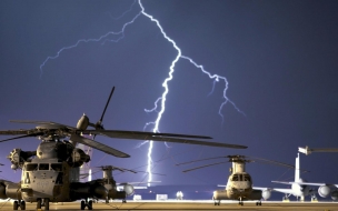 Lightning strikes near airbase