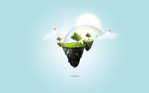 Floating rainbow island